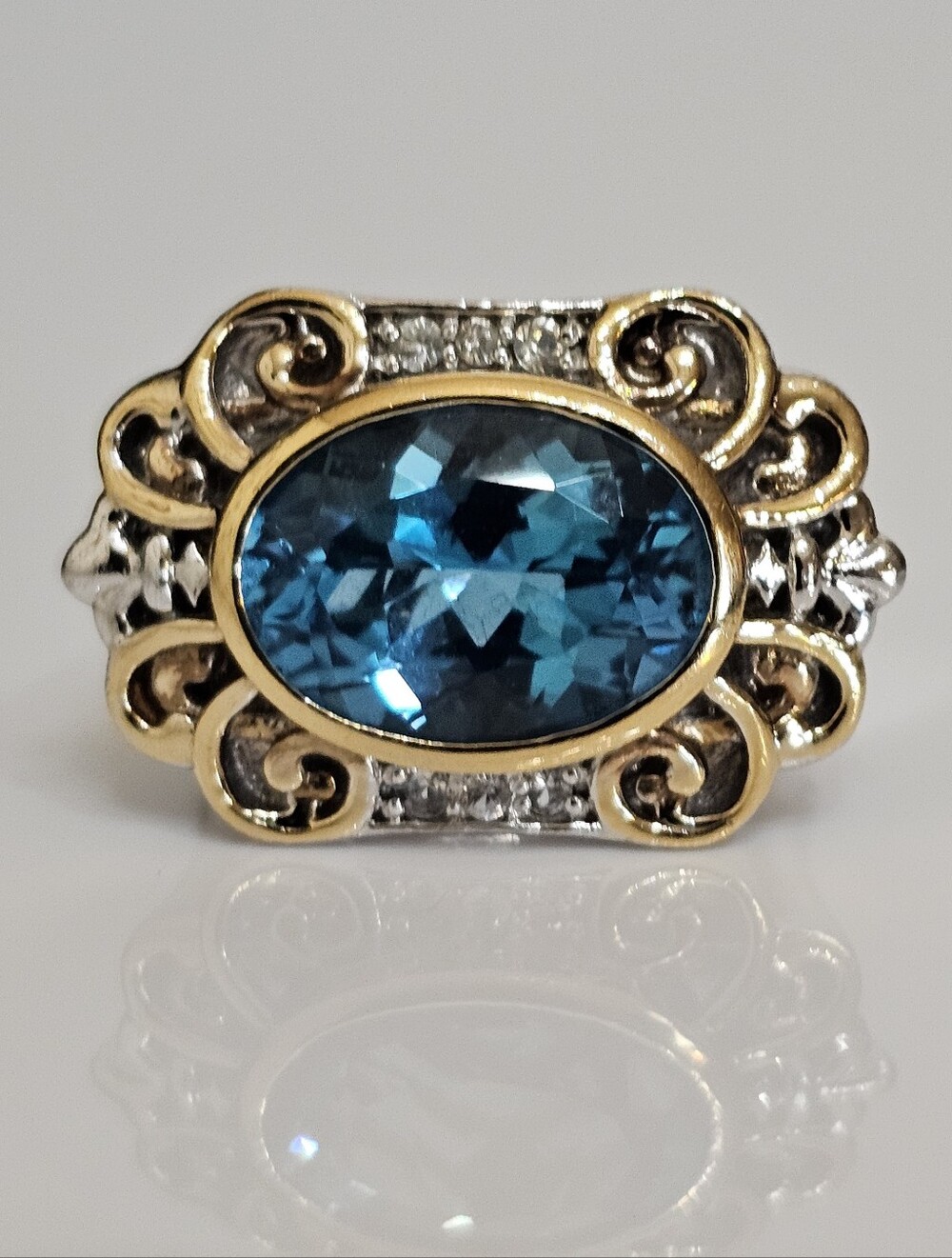 Gems En Vogue Swiss Blue Topaz Ring Palladium Sterling Silver 18k Sz 7! 💙💫